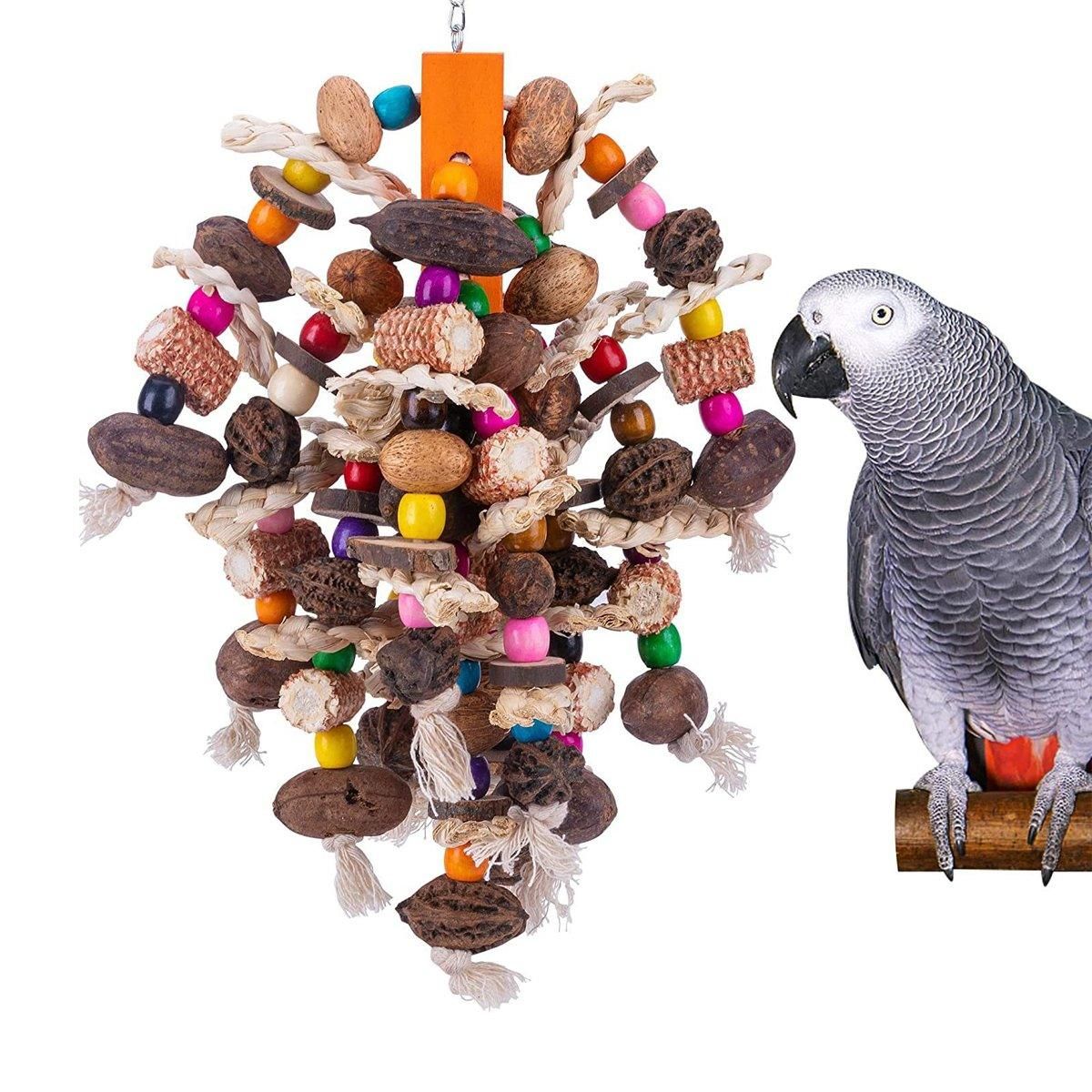 Colourful Parrot Toy Chew Corn Cob Fun Toy for Birds Safe Natural Playtime V528-PARROT-TOY-405332