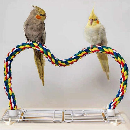 Parrot Rope Perch Colourful Bird Cage Toy Cotton Bungee Swing for Pet Birds - 60CM V528-PARROTROPE-60CM-51644