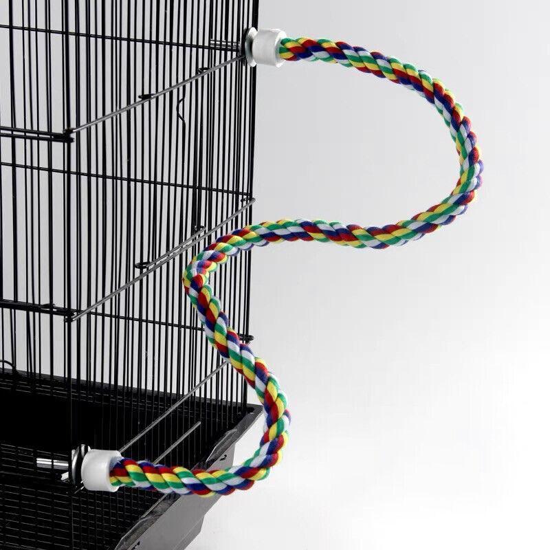 Parrot Rope Perch Colourful Bird Cage Toy Cotton Bungee Swing for Pet Birds - 60CM V528-PARROTROPE-60CM-51644