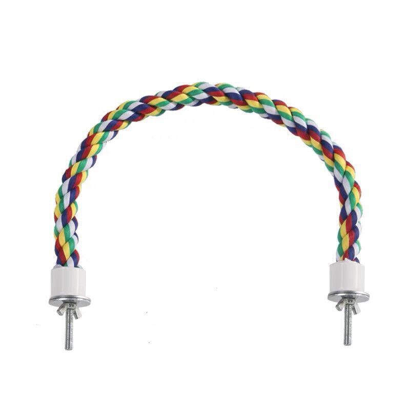 Parrot Rope Perch Colourful Bird Cage Toy Cotton Bungee Swing for Pet Birds - 80CM V528-PARROTROPE-80CM-44373