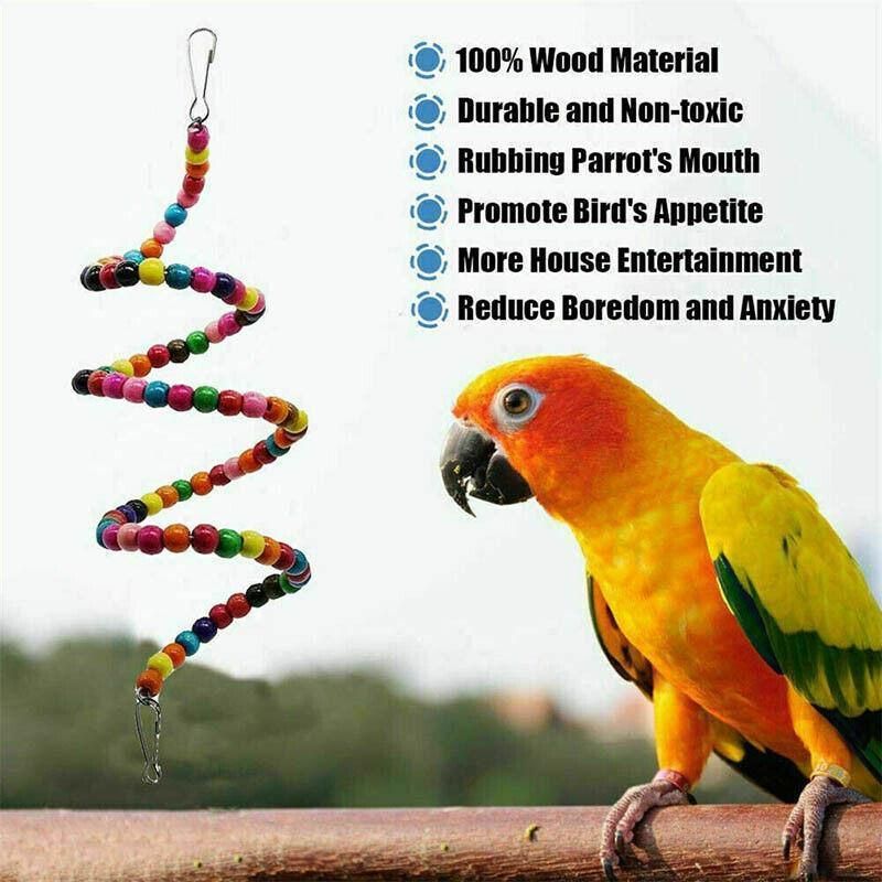 10pcs Parrot Toys Set Swing Ladder Chew Bell Toys for Cockatiels Budgies Cages V528-PARROTTOYS-10PCS-782146