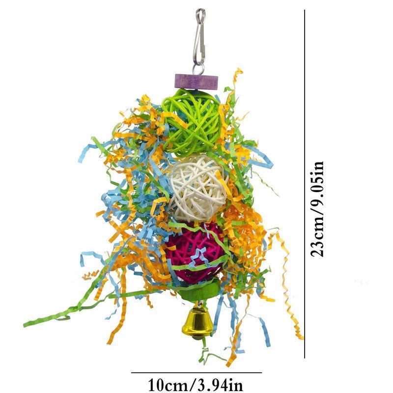 3PCS Bird Parrot Shredding Toys Chewing Foraging Hanging Cage Shredder Bell Toys V528-PARROTTOYS-3PCS-991988