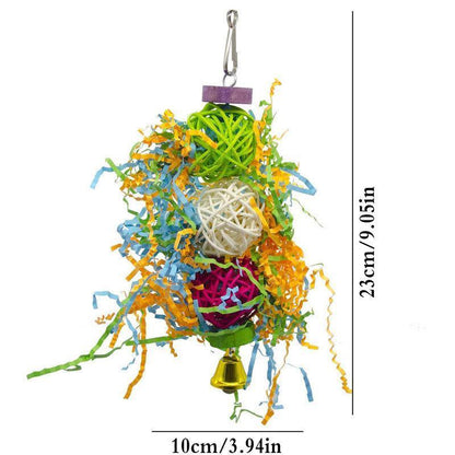 3PCS Bird Parrot Shredding Toys Chewing Foraging Hanging Cage Shredder Bell Toys V528-PARROTTOYS-3PCS-991988