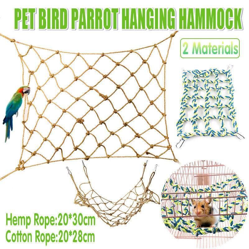 Hanging Climbing Net for Birds and Small Pets Cotton or Hemp Rope Cage Hammock - Hemp Rope V528-PARROTTOYS-HEMPROPE-58437