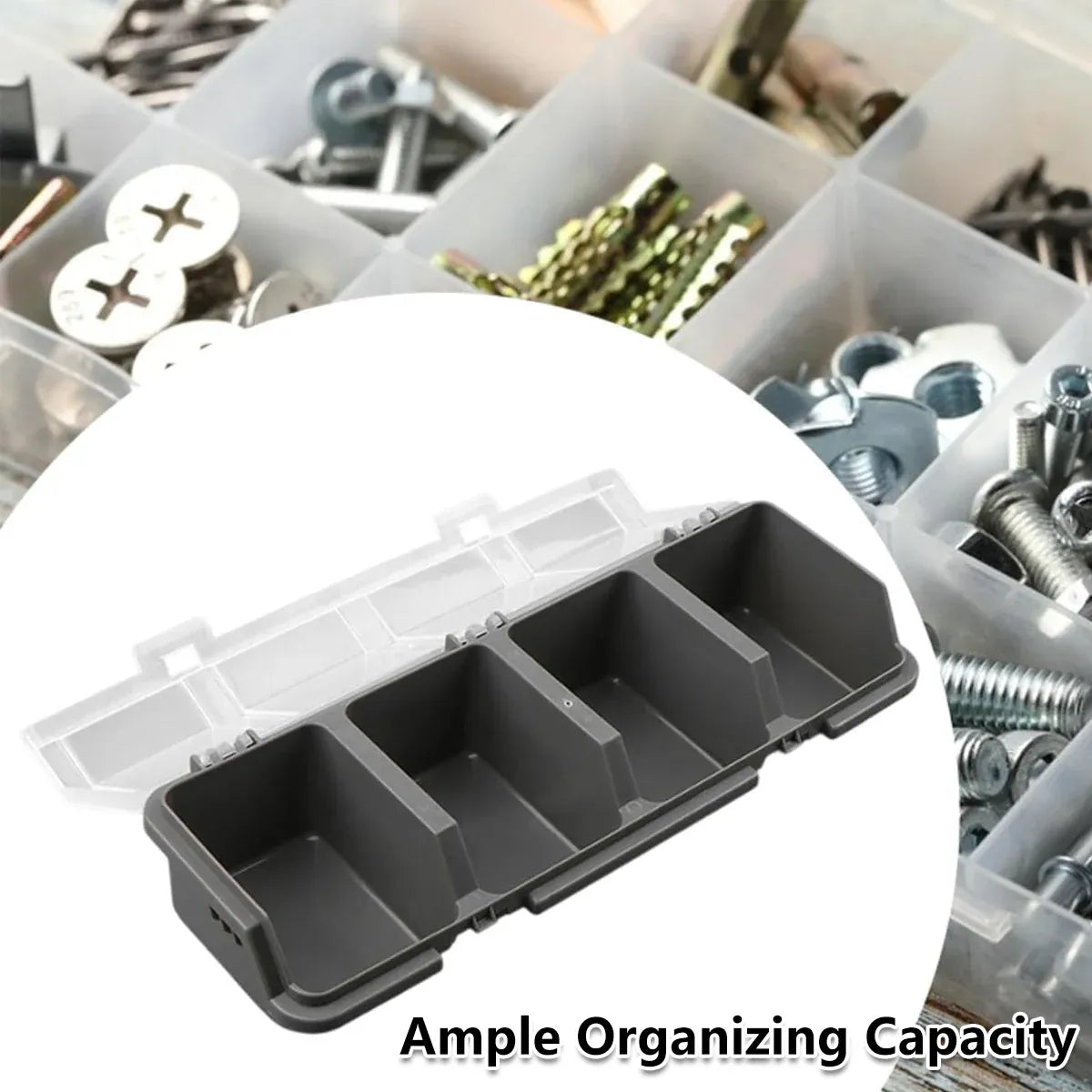 Plastic Screw Parts Storage Box Small Hardware Organizer Case with Four Grids V528-PARTS-BOX-GREY-139756