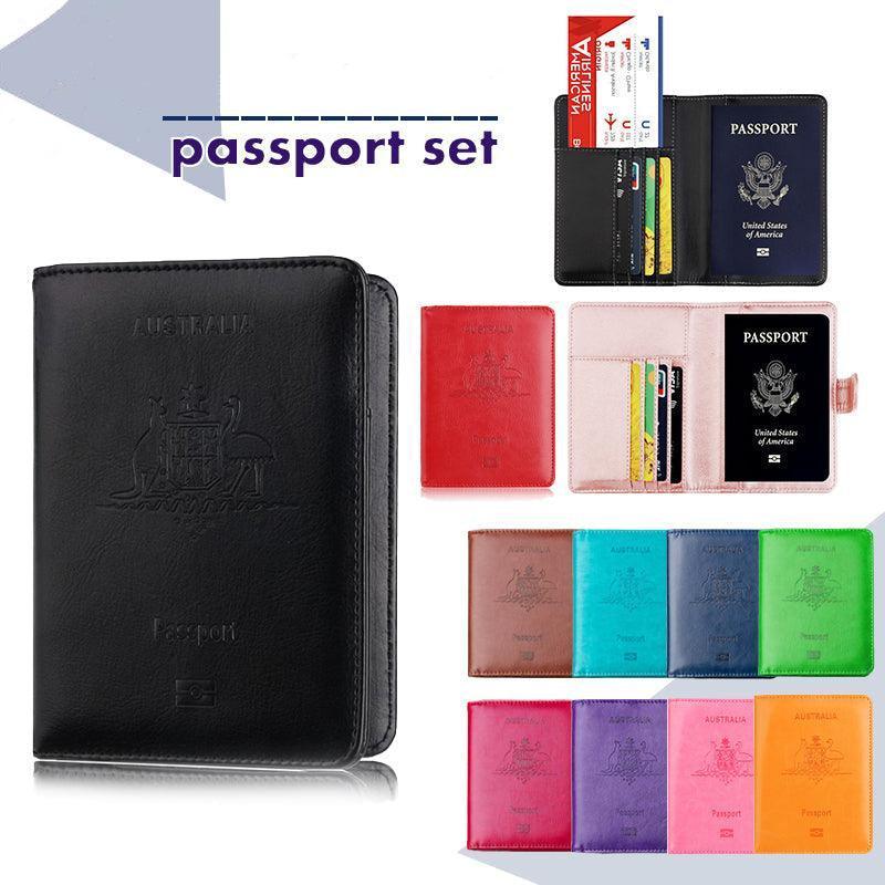 RFID Passport Holder Slim Leather Travel Wallet ID Card Cover Case for Men Women - Rose Red V528-PASSPORTHOLDER-ROSERED-800505