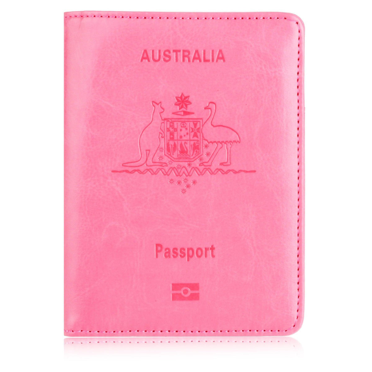 RFID Passport Holder Slim Leather Travel Wallet ID Card Cover Case for Men Women - Rose Red V528-PASSPORTHOLDER-ROSERED-800505