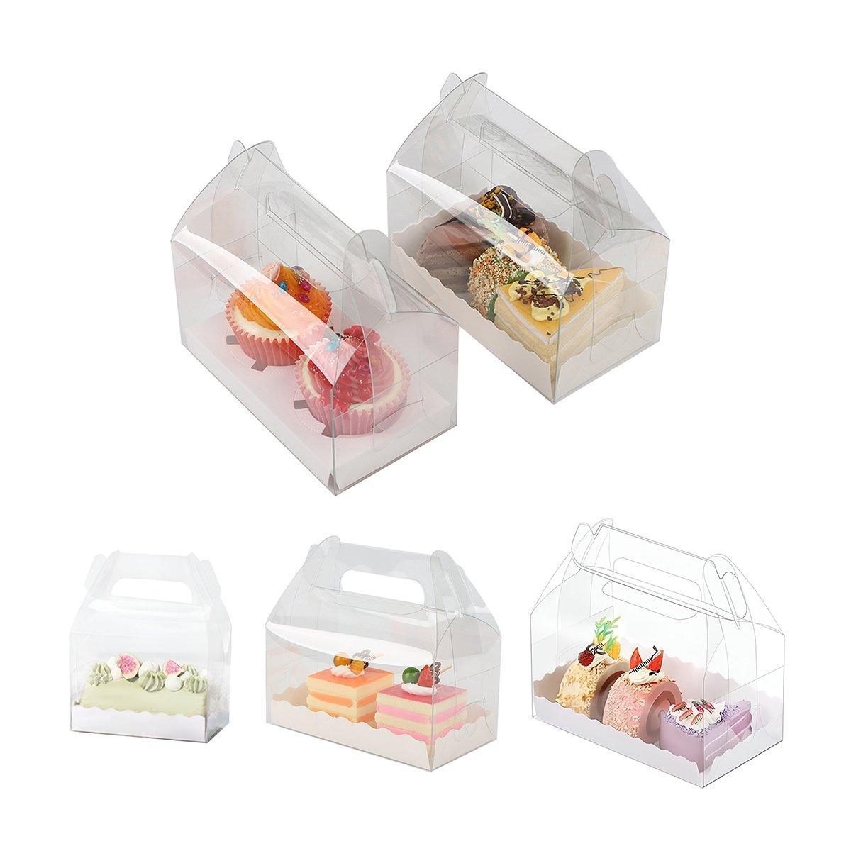 25pcs Transparent Portable Baking Box for Lasagna Mousse Cake Western Point Food - S(Flat Tray) V528-PASTRY-BOX-25PCS-S-611191