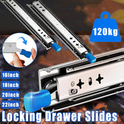 1 Pair Locking Drawer Slides Heavy Duty 120kg Runners Trailer 16 18 20 22 Inch - 16inch/400mm V528-PATH-16C-102571