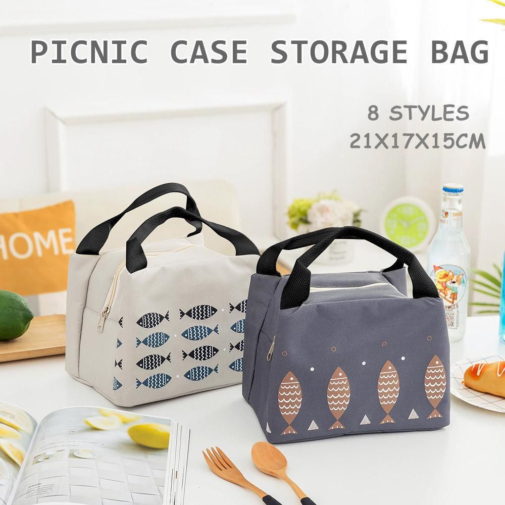 Portable Insulated Thermal Lunch Box Carry Tote Picnic Case Storage Bag 21x17x15cm - C05 (21x17x15cm) V528-PATTERN-C0575229
