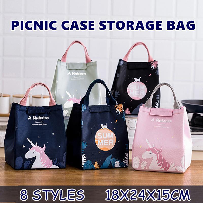 Portable Insulated Thermal Lunch Box Carry Tote Picnic Case Storage Bag 18x24x15cm - E05 (18x24x15cm) V528-PATTERN-E0555232