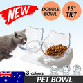 Double Cat Dog Bowl Elevated Pet Feeder Stand Raised Food Water Feeding Dish - Black+Black V528-PBL2COLOUR-BLACKBLACK90449