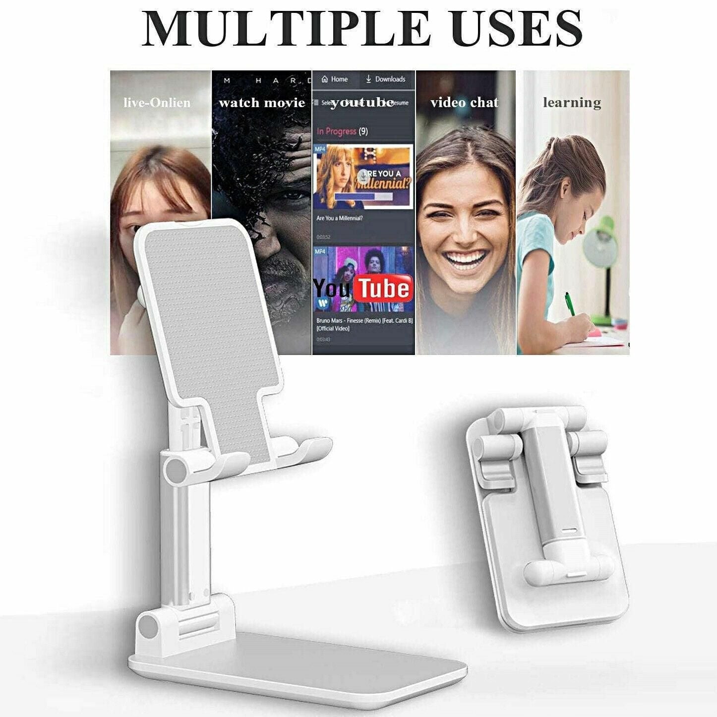 Foldable Adjustable Universal Desk Stand Holder For Mobile Phone Tablet Portable - Black V528-PBLCOLOUR-BLACK17468
