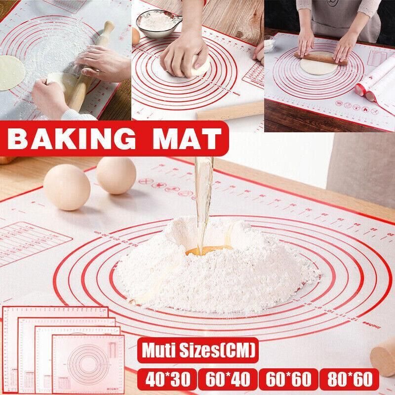 Non-Stick Silicone Baking Mat Rolling Cake Dough Scale Pastry Clay Fondant Sheet - Red 80*60cm V528-PCOLOUR-RED80-60CM86972