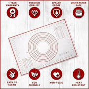 Non-Stick Silicone Baking Mat Rolling Cake Dough Scale Pastry Clay Fondant Sheet - Red 80*60cm V528-PCOLOUR-RED80-60CM86972