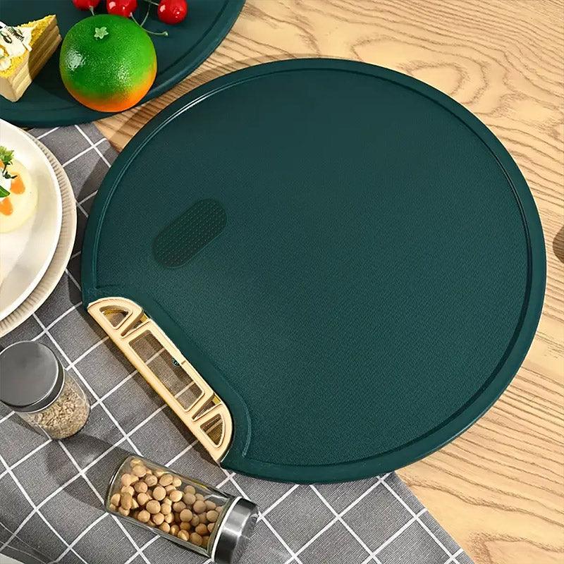 Round Green Plastic Kitchen Chopping Board Household Food Cutting Board Tool - 35cm V528-PE-GREEN-35CM-677351