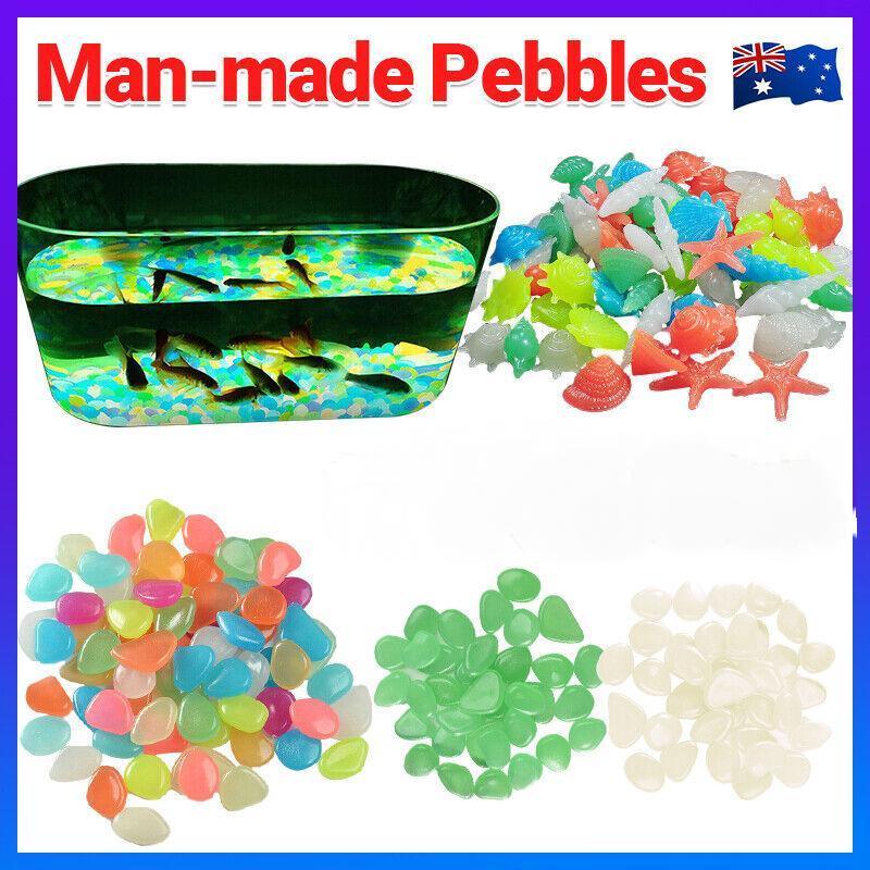Pebbles Stone Glow in the Dark Rock Fish Tank Stones Garden Road - Green V528-PEBBLES-GREEN-100PCS-238575