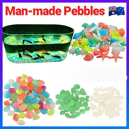 Pebbles Stone Glow in the Dark Rock Fish Tank Stones Garden Road - Green V528-PEBBLES-GREEN-100PCS-238575