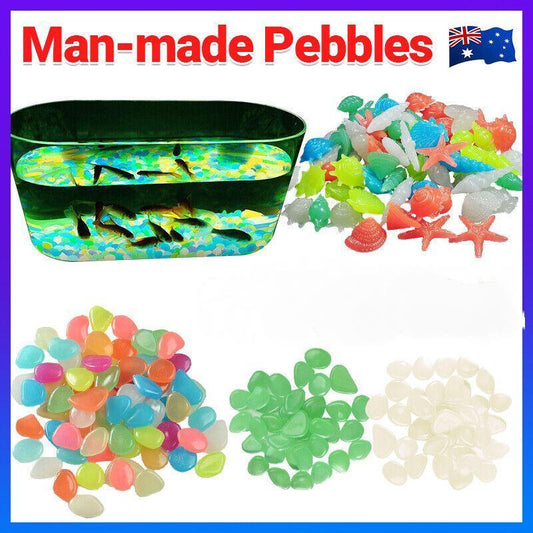 Pebbles Stone Glow in the Dark Rock Fish Tank Stones Garden Road - Green V528-PEBBLES-GREEN-100PCS-238575