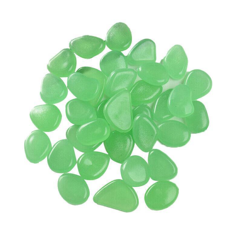 Pebbles Stone Glow in the Dark Rock Fish Tank Stones Garden Road - Green V528-PEBBLES-GREEN-100PCS-238575