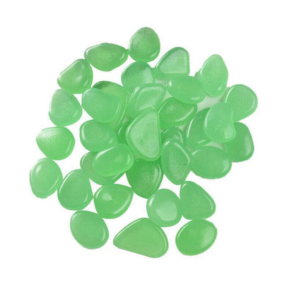 Pebbles Stone Glow in the Dark Rock Fish Tank Stones Garden Road - Green V528-PEBBLES-GREEN-100PCS-238575