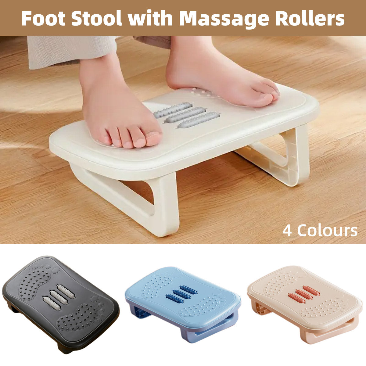 Ergonomic Office Footrest Adjustable Under Desk Stool Anti Fatigue Foot Support - White V528-PEDAL-WHITE-488045