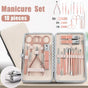 18 Piece Rose Gold Stainless Steel Manicure Pedicure Set With Travel Case V528-PEDICUREKITSET-18PCS-937254
