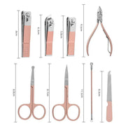 18 Piece Rose Gold Stainless Steel Manicure Pedicure Set With Travel Case V528-PEDICUREKITSET-18PCS-937254