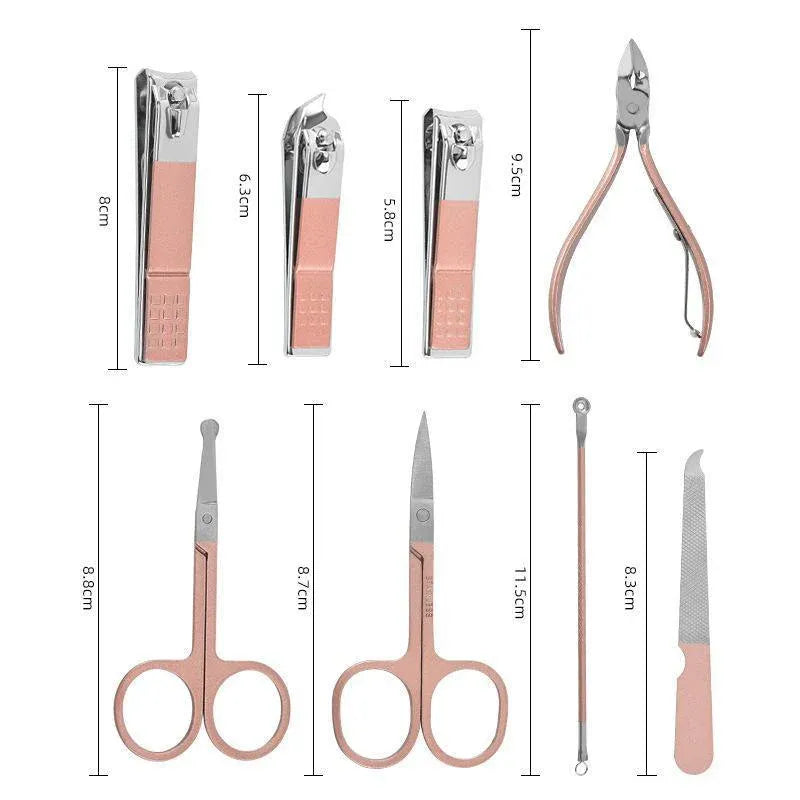 18 Piece Rose Gold Stainless Steel Manicure Pedicure Set With Travel Case V528-PEDICUREKITSET-18PCS-937254