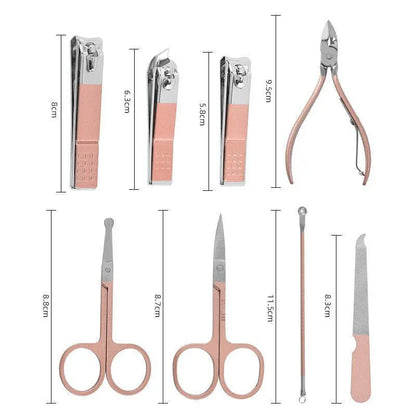 18 Piece Rose Gold Stainless Steel Manicure Pedicure Set With Travel Case V528-PEDICUREKITSET-18PCS-937254