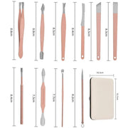 18 Piece Rose Gold Stainless Steel Manicure Pedicure Set With Travel Case V528-PEDICUREKITSET-18PCS-937254