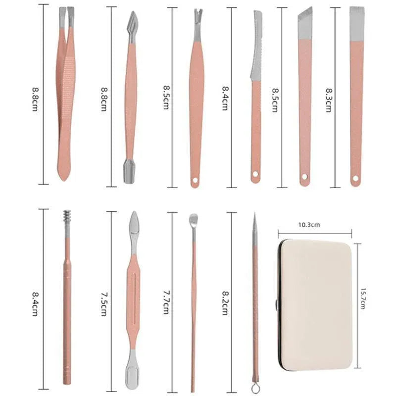 18 Piece Rose Gold Stainless Steel Manicure Pedicure Set With Travel Case V528-PEDICUREKITSET-18PCS-937254