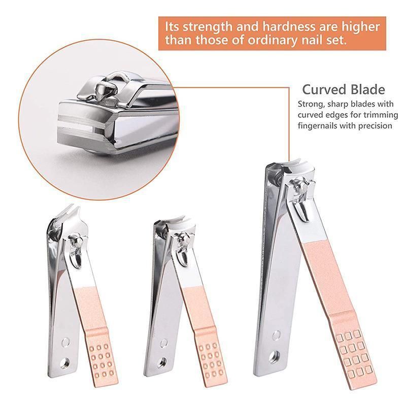 18 Piece Rose Gold Stainless Steel Manicure Pedicure Set With Travel Case V528-PEDICUREKITSET-18PCS-937254