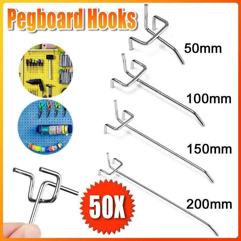 50X Pegboard Hooks Metal Panel Valcano Peg Board Hook Steel 50 100 150 200 Mm - 10CM V528-PEGBOARDHOOKS-10CM-50PCS-840062