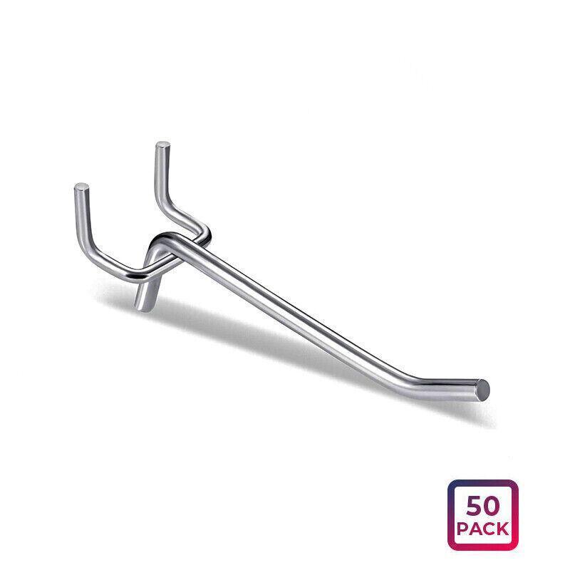 50X Pegboard Hooks Metal Panel Valcano Peg Board Hook Steel 50 100 150 200 Mm - 15CM V528-PEGBOARDHOOKS-15CM-50PCS-777023