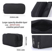 Large Capacity Pencil Case Double Layer for Primary School Students Creative Bag - Black V528-PEN-BAG-BLACK-414420