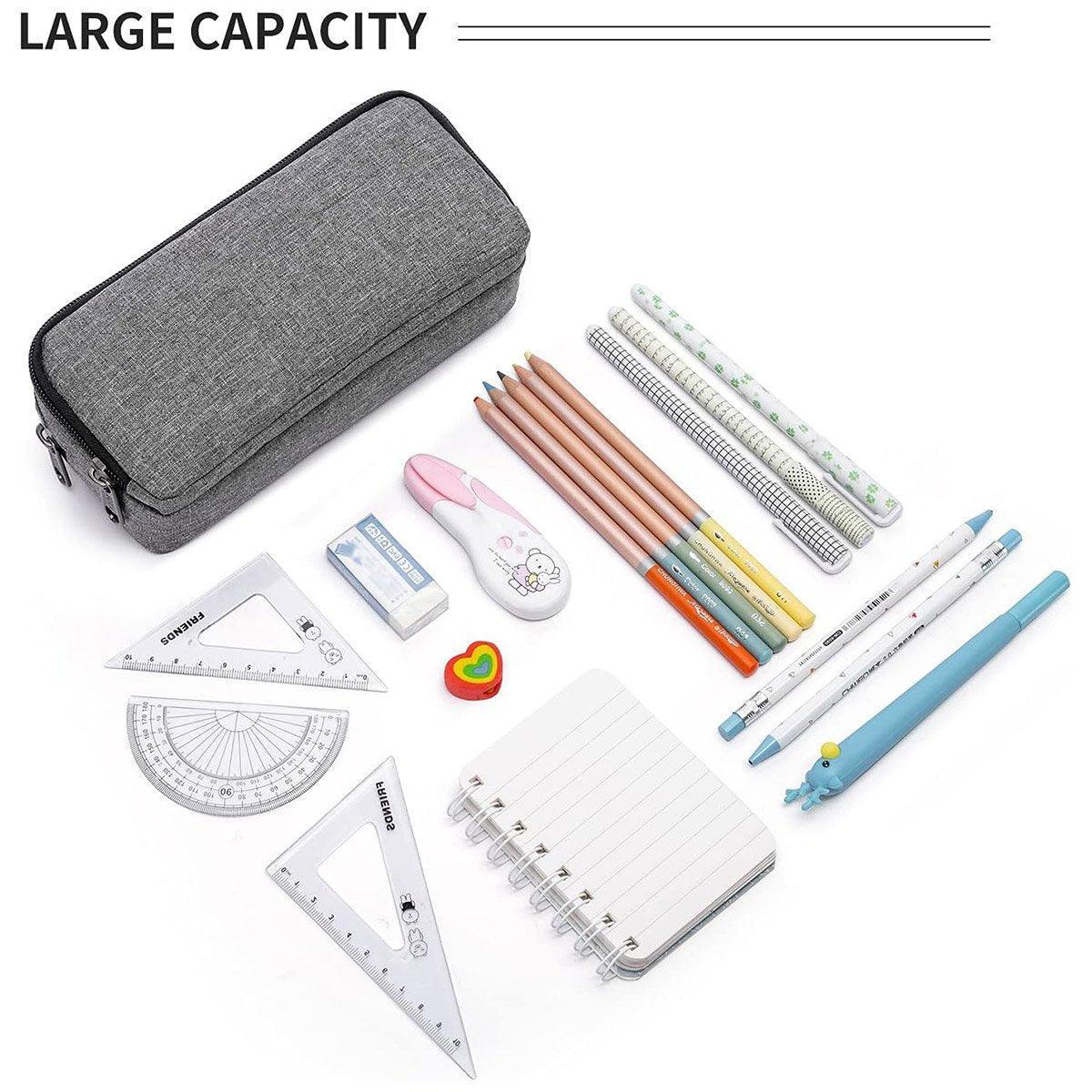 Large Capacity Pencil Case Double Layer for Primary School Students Creative Bag - Black V528-PEN-BAG-BLACK-414420