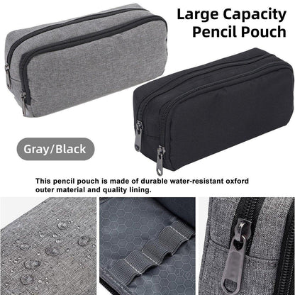Large Capacity Pencil Case Double Layer for Primary School Students Creative Bag - Grey V528-PEN-BAG-GREY-967480