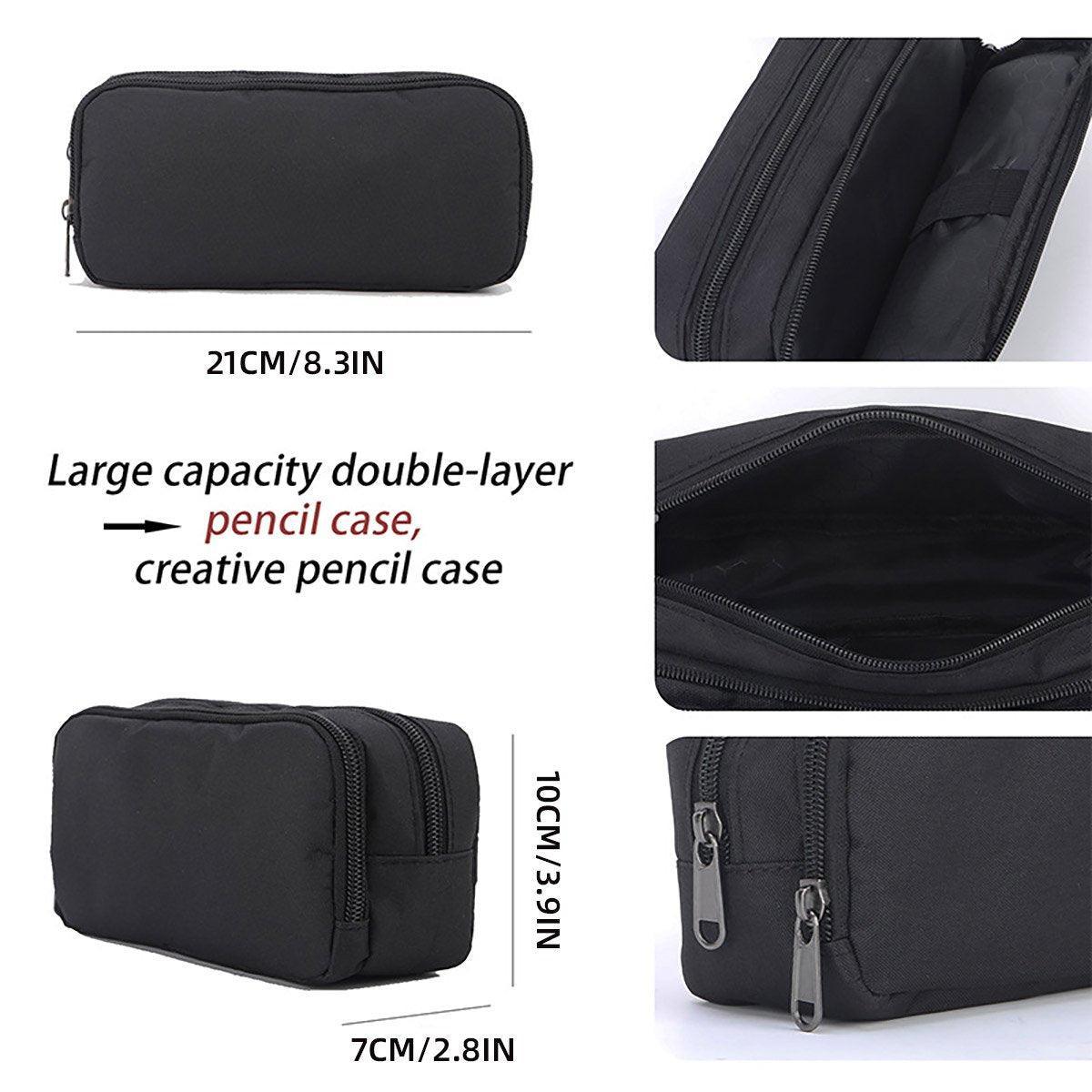 Large Capacity Pencil Case Double Layer for Primary School Students Creative Bag - Grey V528-PEN-BAG-GREY-967480