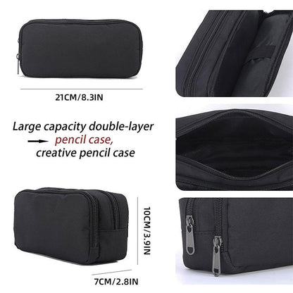 Large Capacity Pencil Case Double Layer for Primary School Students Creative Bag - Grey V528-PEN-BAG-GREY-967480