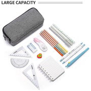 Large Capacity Pencil Case Double Layer for Primary School Students Creative Bag - Grey V528-PEN-BAG-GREY-967480
