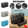 Creative Metal Desktop Pen Holder Multi-function Storage Box Organizer Rack - Black V528-PEN-BLACK-219122
