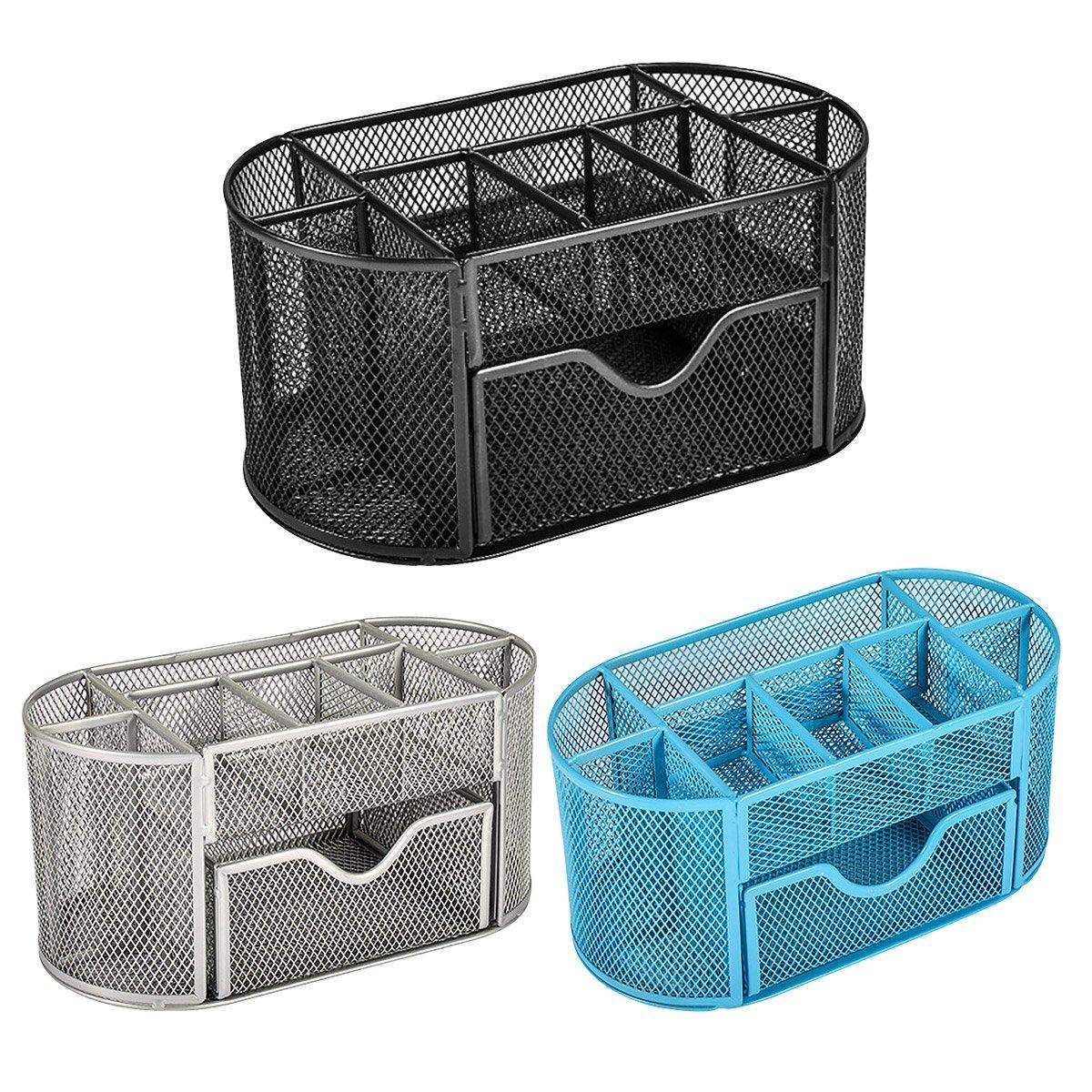 Creative Metal Desktop Pen Holder Multi-function Storage Box Organizer Rack - Black V528-PEN-BLACK-219122