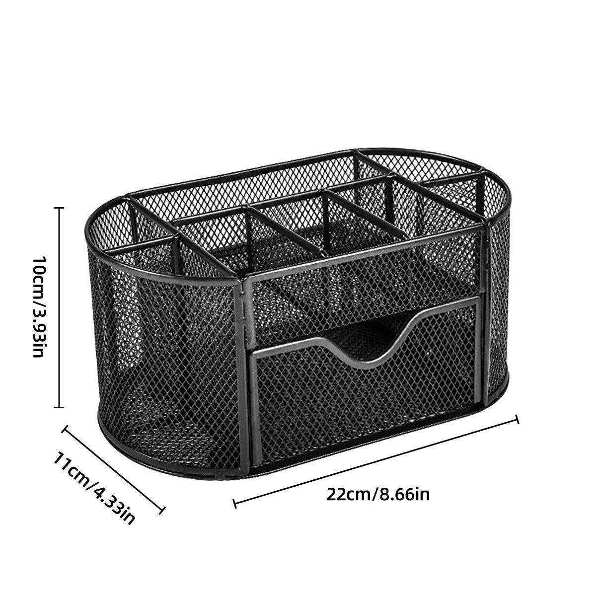 Creative Metal Desktop Pen Holder Multi-function Storage Box Organizer Rack - Black V528-PEN-BLACK-219122