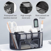 Creative Metal Desktop Pen Holder Multi-function Storage Box Organizer Rack - Black V528-PEN-BLACK-219122