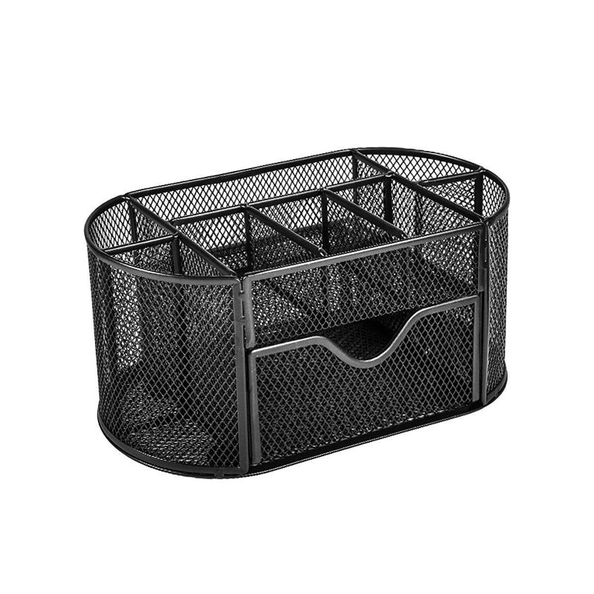 Creative Metal Desktop Pen Holder Multi-function Storage Box Organizer Rack - Black V528-PEN-BLACK-219122