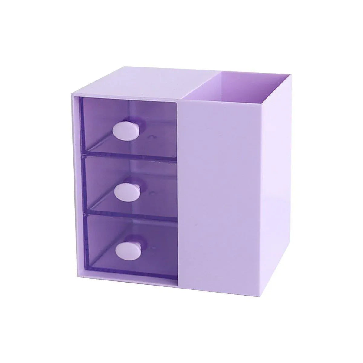 2IN1 Pumping Pen Container Storage Box Cosmetic Drawer Office Organizer Box V528-PEN-HOLDER-STORAGE-PURPLE-440363