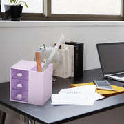 2IN1 Pumping Pen Container Storage Box Cosmetic Drawer Office Organizer Box V528-PEN-HOLDER-STORAGE-PURPLE-440363