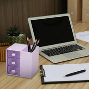 2IN1 Pumping Pen Container Storage Box Cosmetic Drawer Office Organizer Box V528-PEN-HOLDER-STORAGE-PURPLE-440363