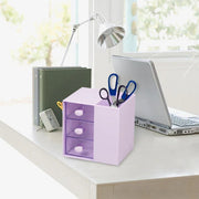 2IN1 Pumping Pen Container Storage Box Cosmetic Drawer Office Organizer Box V528-PEN-HOLDER-STORAGE-PURPLE-440363